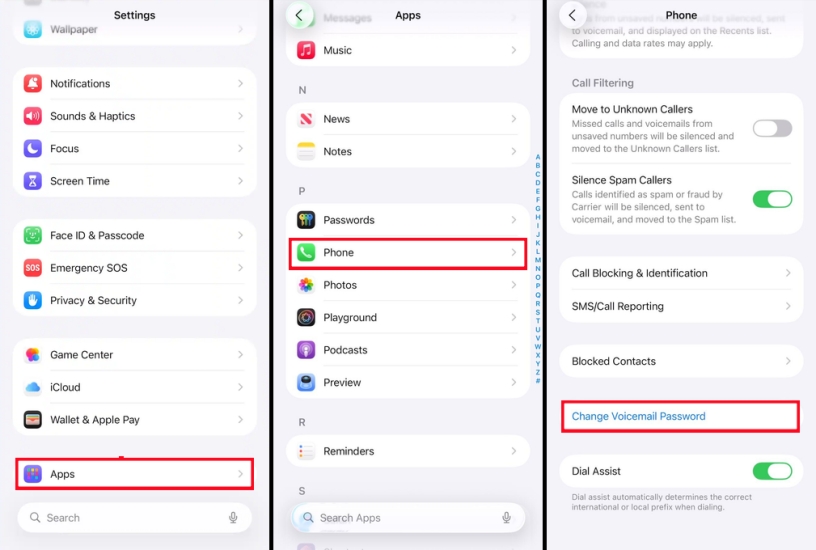 change voicemail password on iphone