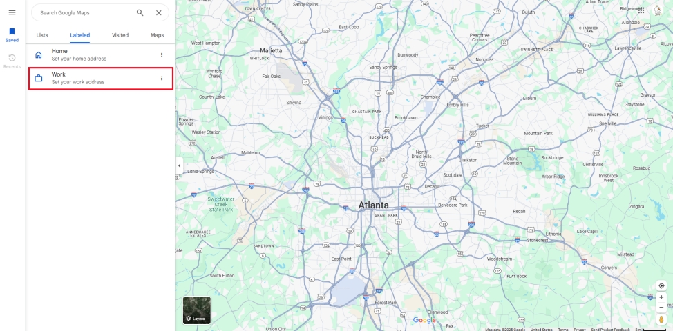 change work location on google map via browser