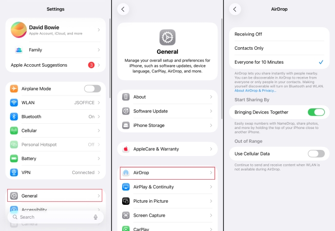 set airdrop settings