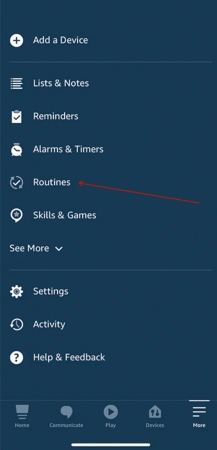 check alexa routine settings