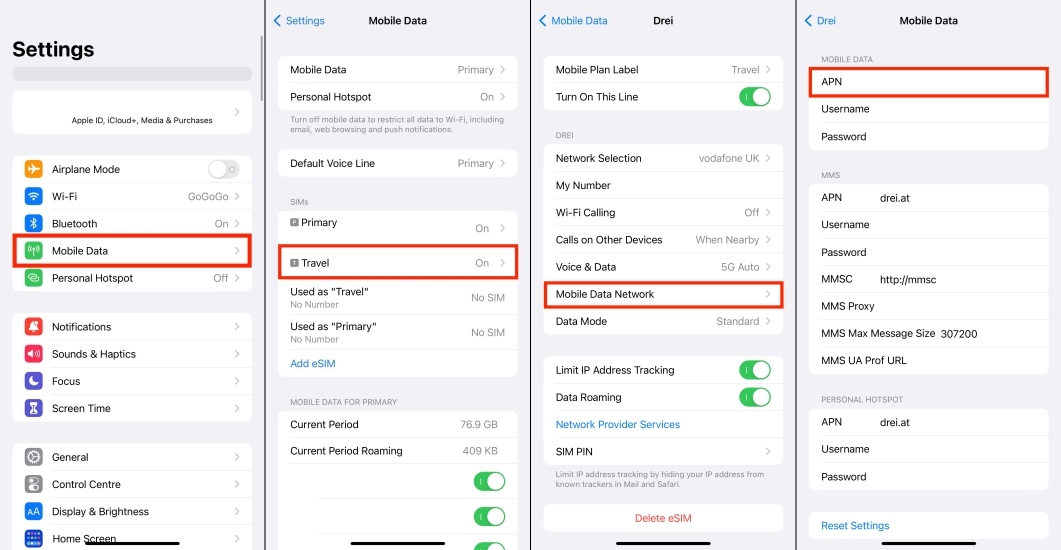 check apn settings on iphone