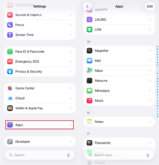 check app settings on iphone