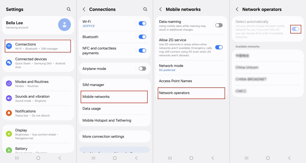 check carrier network android