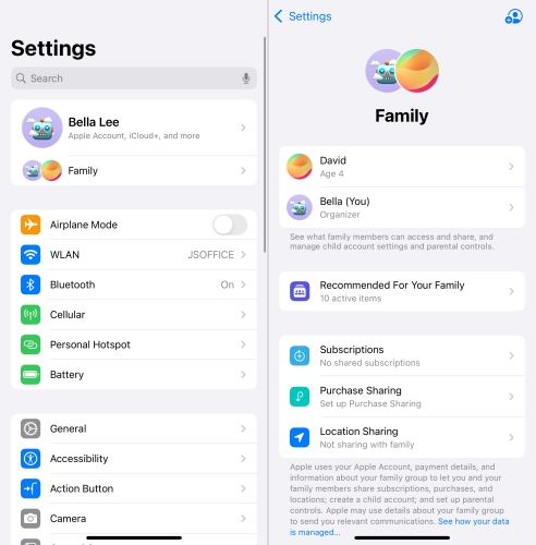 check family sharing on iphone