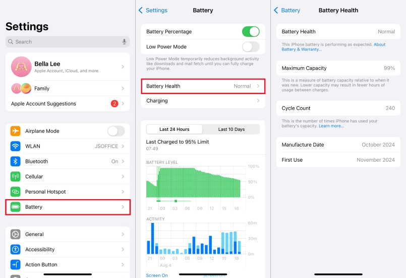 check iphone battery health