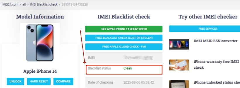 check iphone blacklist status free