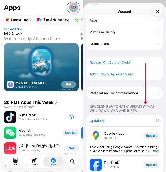 update message app in app store