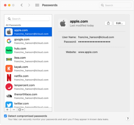 check safari passwords on mac system preferences