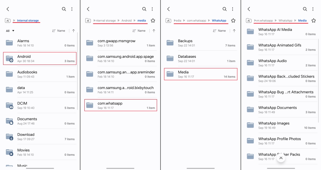 check whatsapp deleted photos in local storage