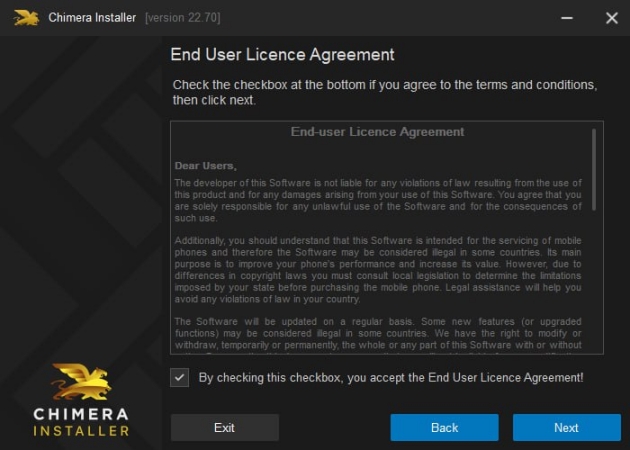 chimera tool liscense agreement
