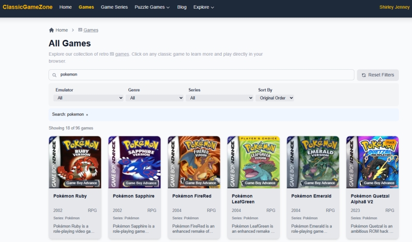 classicgamezone emulator online
