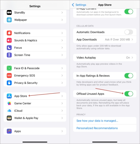 clear app store cache in settings