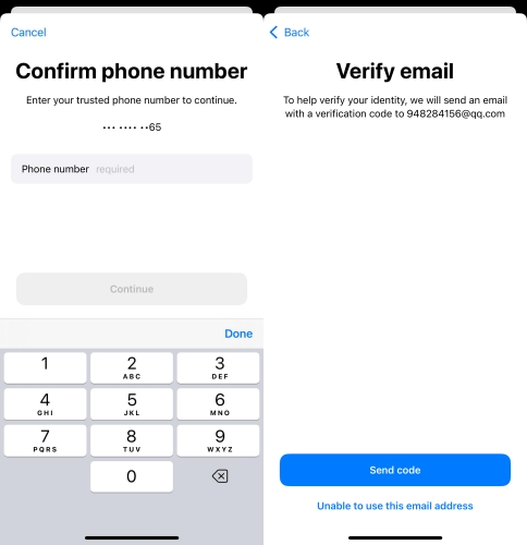 send code for apple id