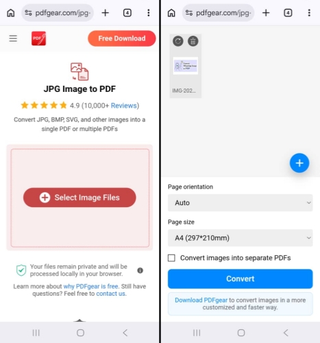 convert image to pdf via pdfgear