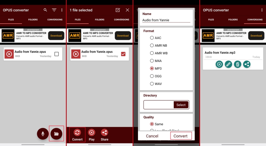 convert whatsapp audio to mp3 on android