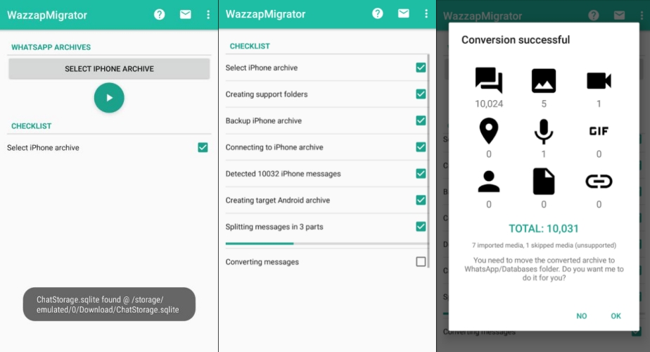 convert whatsapp backup in wazzapmigrator
