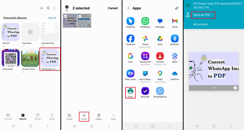convert whatsapp image to pdf in gallery on android