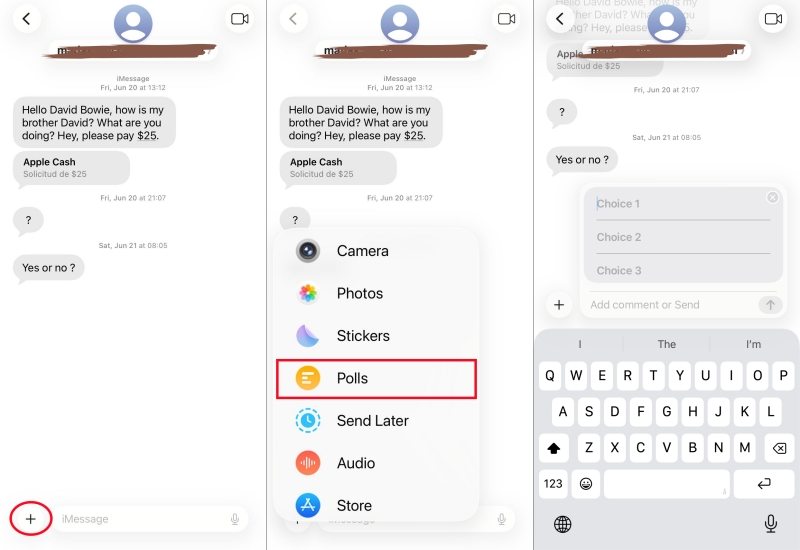 create a poll in messages