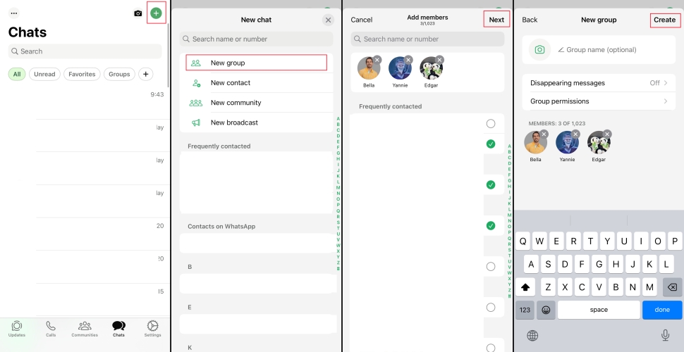 create a whatsapp group on iphone