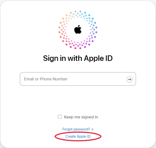 create an apple id at icloud