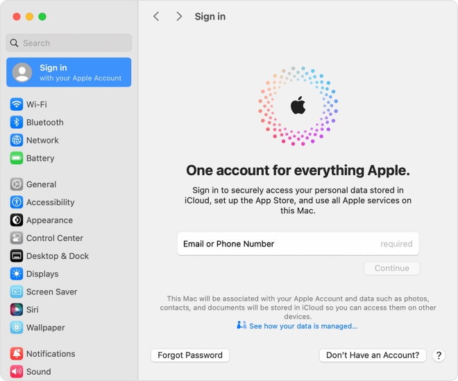 create an apple id on mac