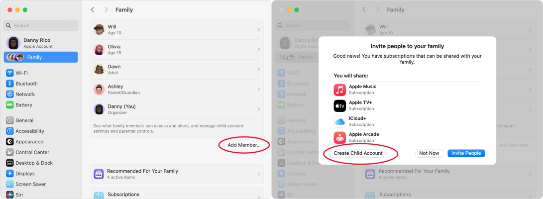 create apple id for child on mac