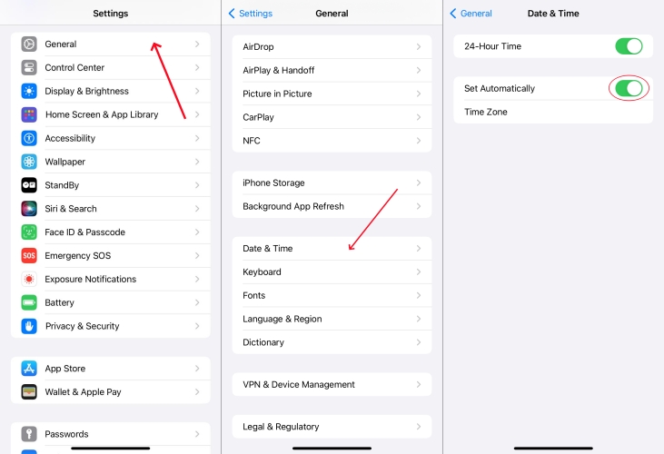 reset date & time on iphone