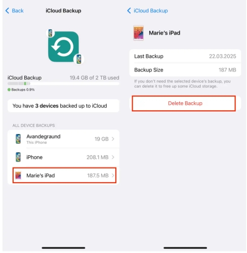 delete icloud backup on iphone