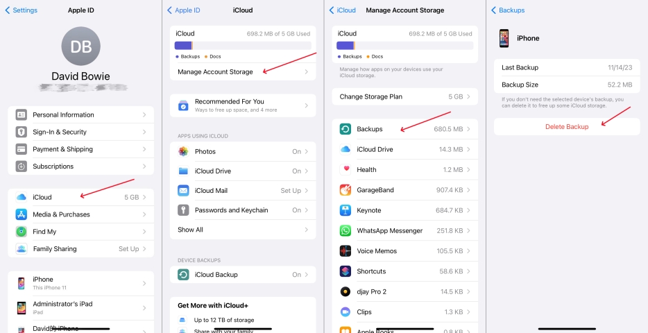 delete old iphone backups