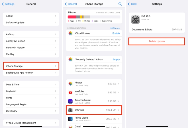 delete software update on iphone