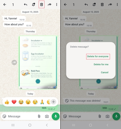 delete whatsapp messages for everyone on android