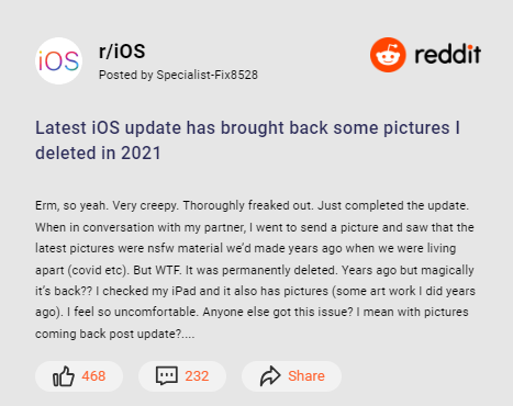 deleted photos reappear on ipad