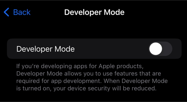 use developer mode on iphone