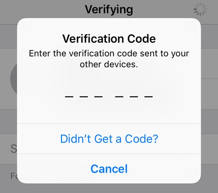 didn't get a code for apple id on iphone