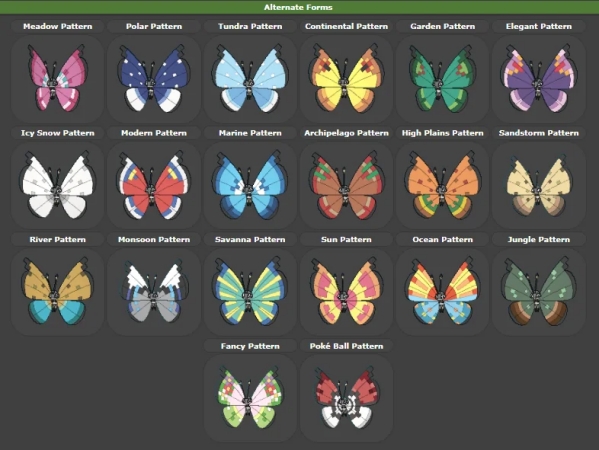 different vivillon patterns forms