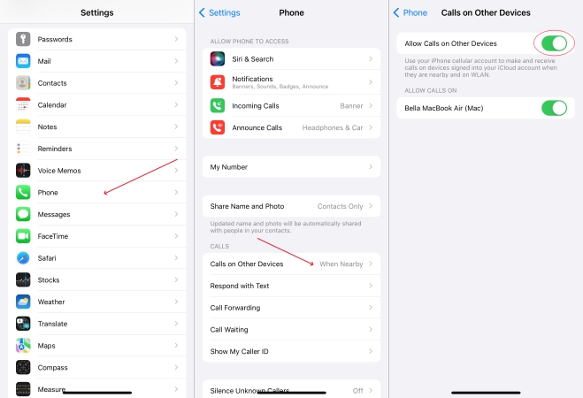 disable allow calls on other device in iphone