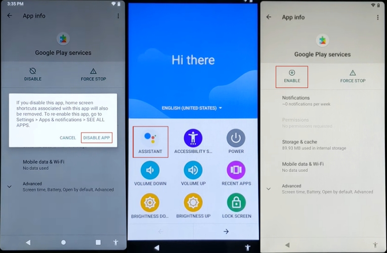 disable and enable google play services