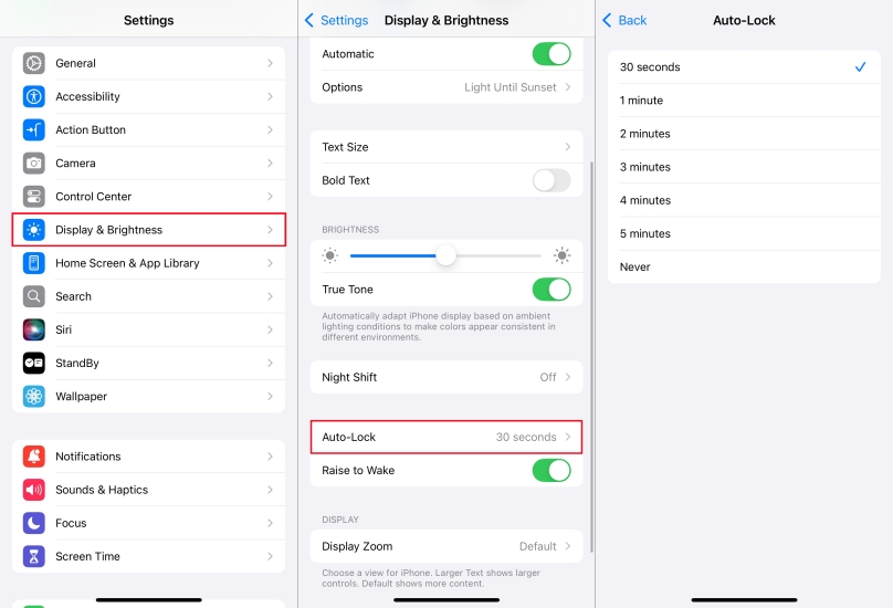 disable auto lock on ios 7