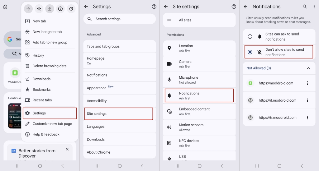 disable chrome notifications