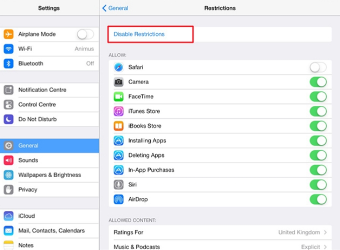 disable ipados11 or earlier restrictions