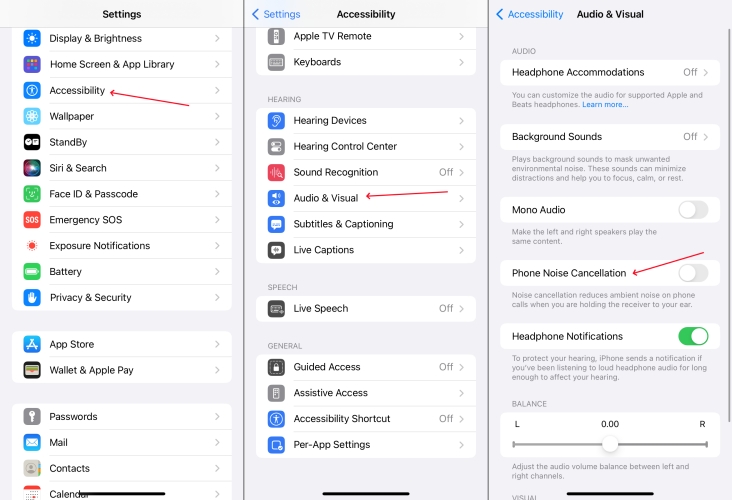 disable iphone noise cancellation