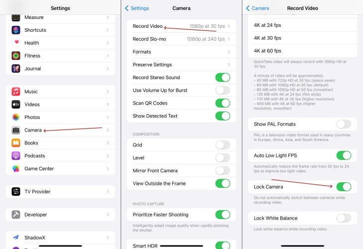 disable lock camera