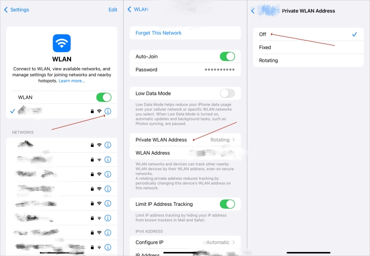 disable private wifi address