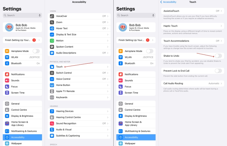 disable shake to undo on ipad