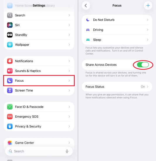 disable share do not disturb on iphone