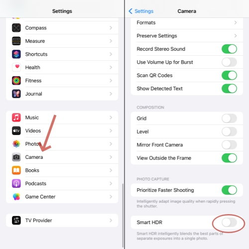 disable smart hdr in iphone