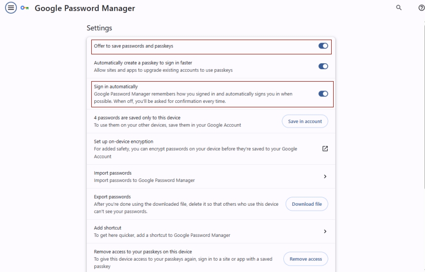 disable smart lock on chrome
