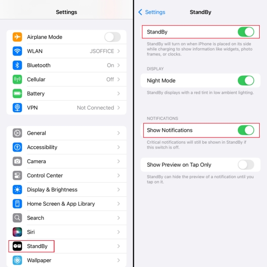 disable standy mode