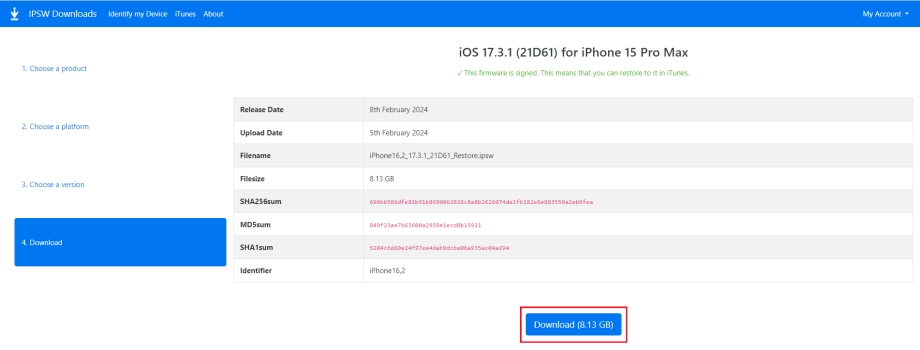 download firmware form ipsw