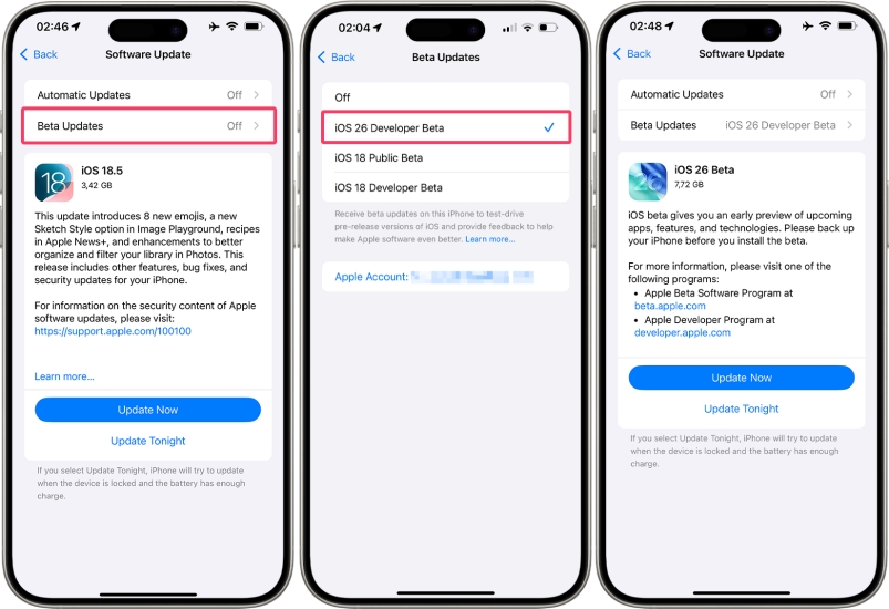 download ios 26 beta in settings